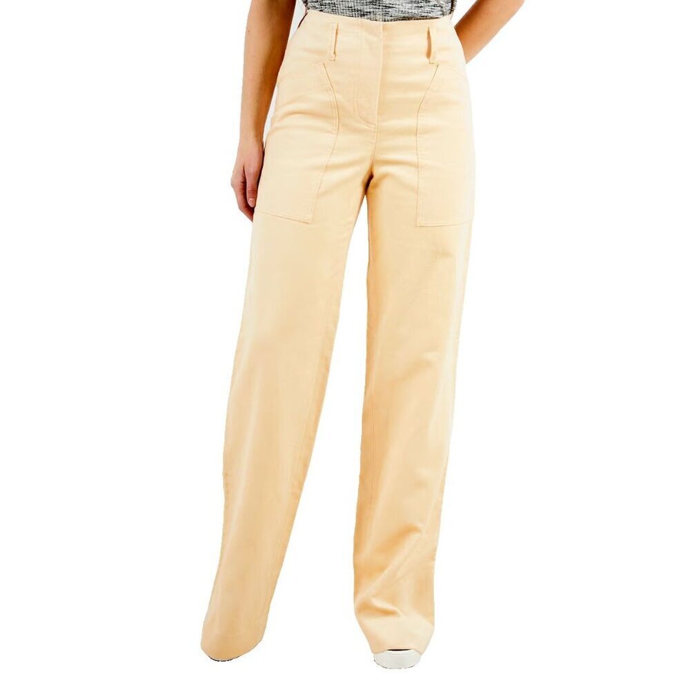 Bottega Veneta High Rise Straight Leg Trouser Size 40 M Womens Beige